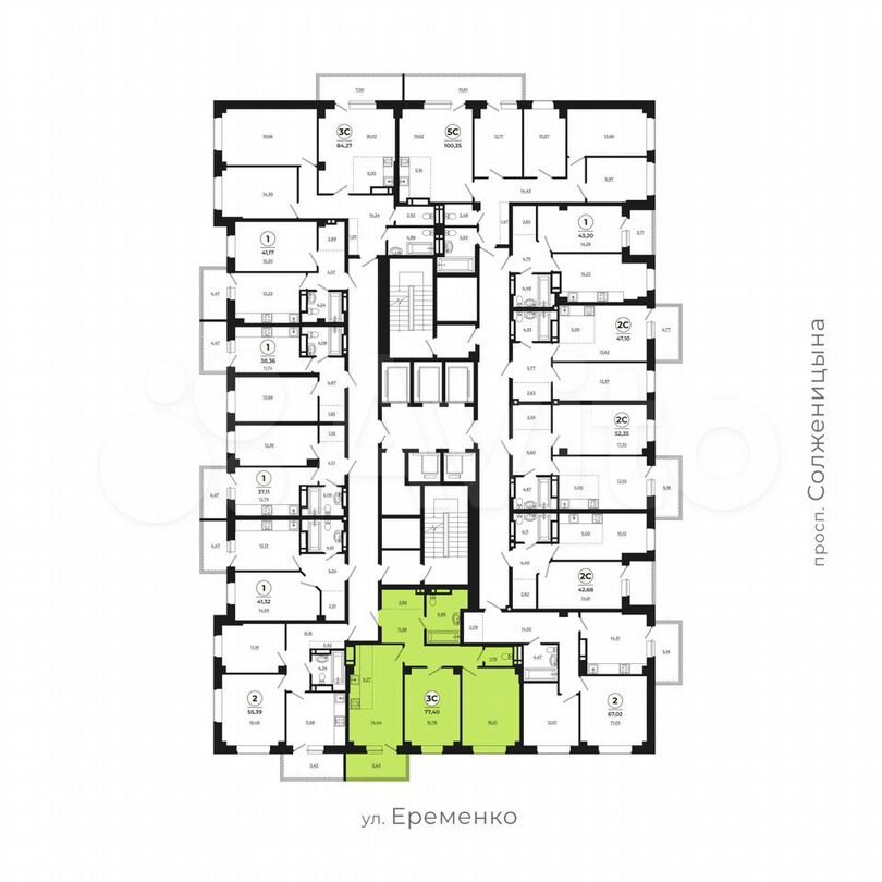 3-к. квартира, 77,2 м², 18/24 эт.