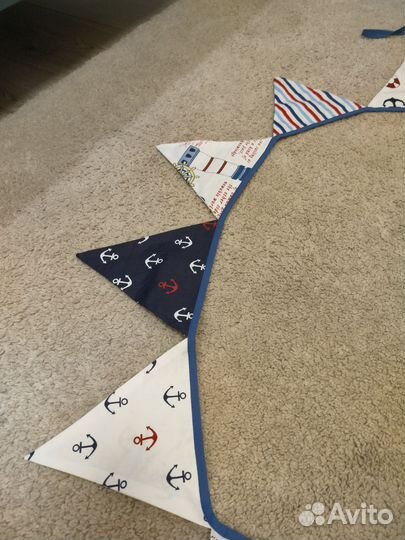 Тканевая гирлянда из флажков + погремушки 22 шт