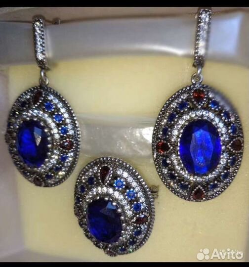 Серьги, кольцо.Серебро,цирконы