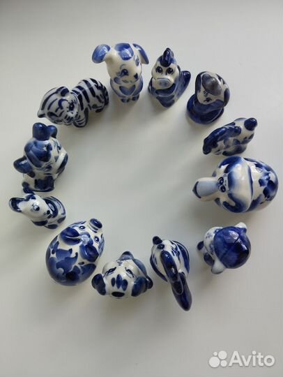 Фарфоровые фигурки Гжель Знаки зодиака