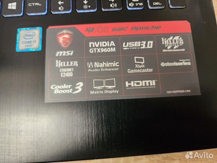 Игровой ноутбук MSI Core i7, GTX960m 2Gb, озу12Gb