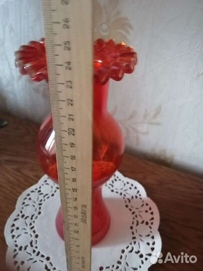 Ваза винтажная СССР рубиновое стекло