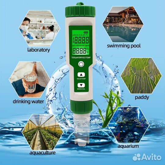 PH, TDS, EC, Bluetoothe Тестер зонд для воды 6 в 1