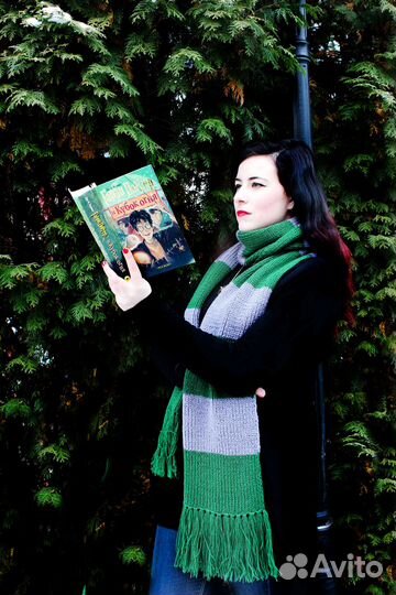 Шарф Гарри Поттер Гриффиндор Слизерин ручная вязка