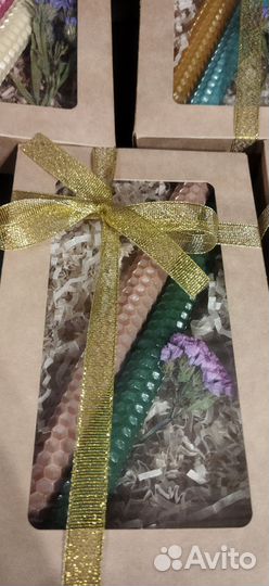 Подарочный набор свечей из натуральной вощины