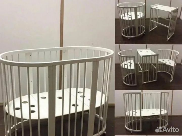 Детская кроватка 8 в 1 с двумя матрасами