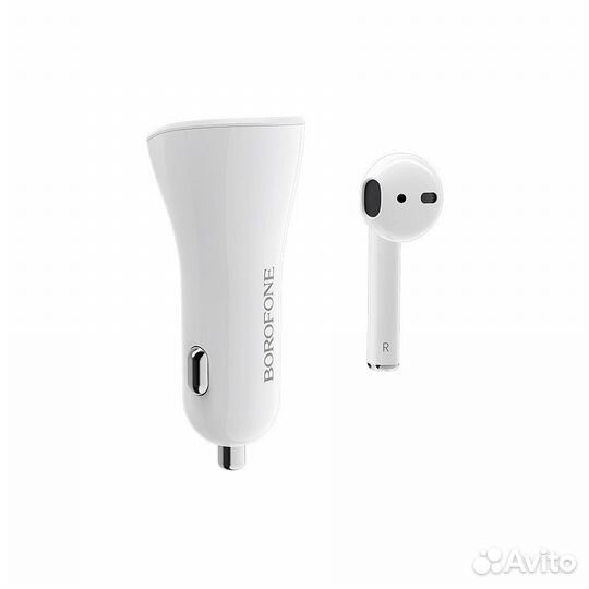 Азу гарнитура Borofone BC23 Touareg Wireless Headset Car Charger - White