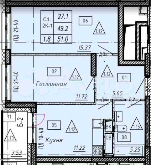 2-к. квартира, 51 м², 16/25 эт.