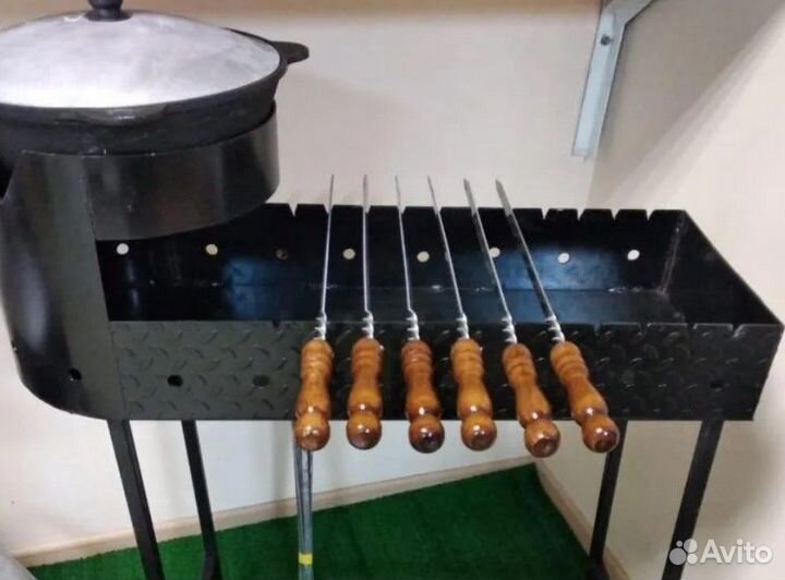 Мангал с печкой на 12 л лист рифленый 3мм