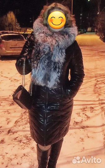 Пуховик с натуральным мехом чернобурки 48-50