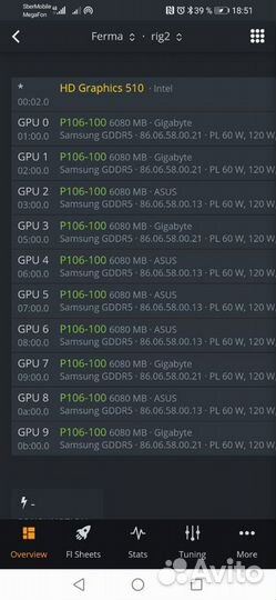 Продам видеокарты P106-100 Samsung