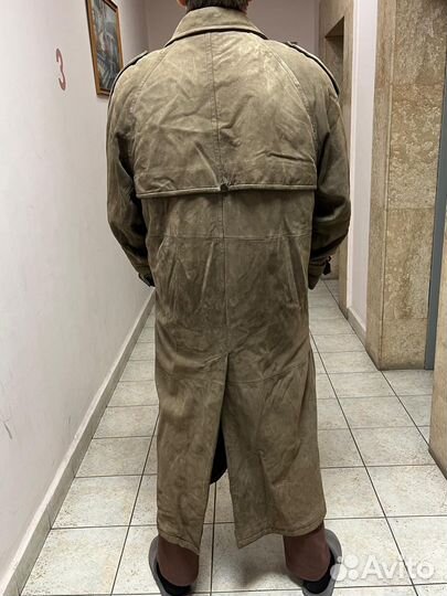 Кожаный плащ мужской нубук винтаж