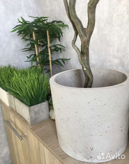 Бетонное кашпо горшок для цветов