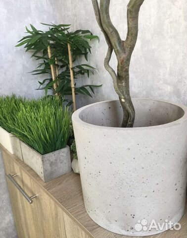 Бетонное кашпо горшок для цветов