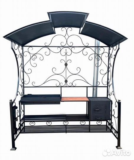 Мангал для дачи с крышей Kovmangal Недда 235х195х1