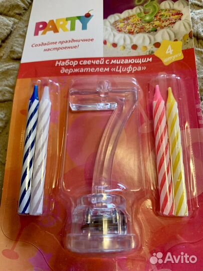 Набор свечей с мигающим держателем «Цифра»