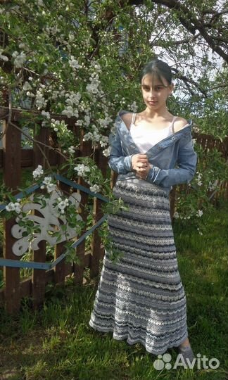 Юбка вязаная крючком длинная