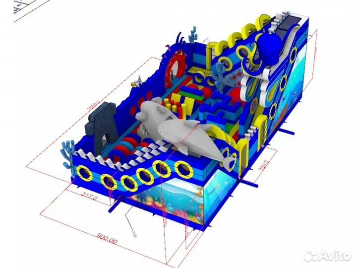 Батут для бизнеса Морское приключение 15*9