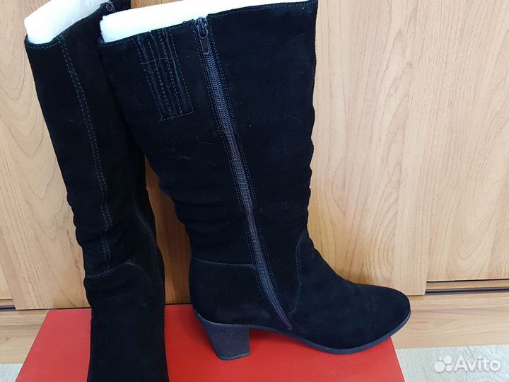 Сапоги женские зимние, черная замша