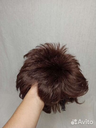 Парик женский, короткая стрижка, каштановый