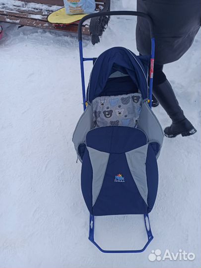 Детские санки с колесами складные