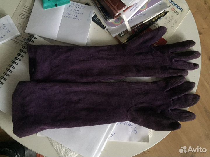 Перчатки длинные замша натуральн 6,5 разм