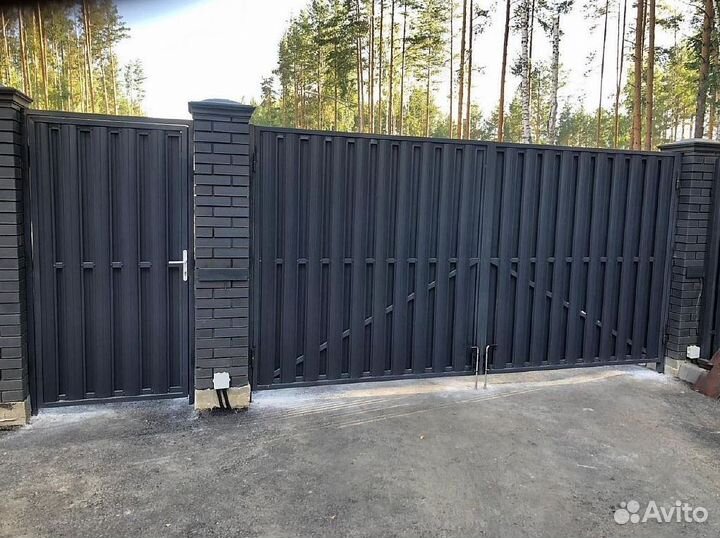 Ворота распашные с автоматикой. Под ключ