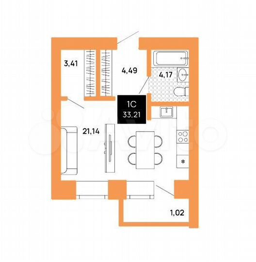 Квартира-студия, 33,2 м², 8/13 эт.