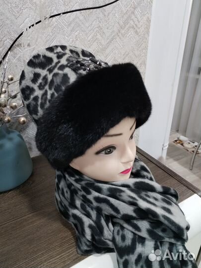 Шапка и шарф из кашемира женская