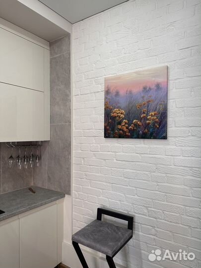 Интерьерная картина, пейзаж с цветами. Принт