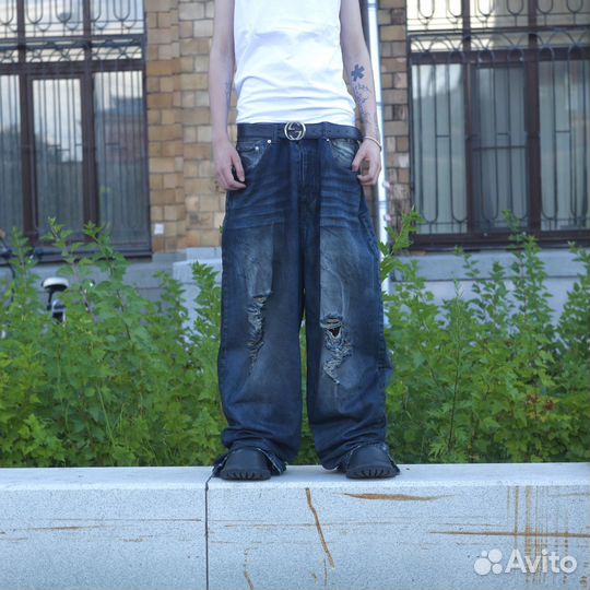 Широкие джинсы balenciaga type distressed ugly y2k