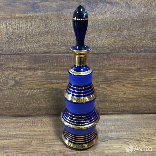 Графин и стопки. Кобальтовое стекло. Богемия