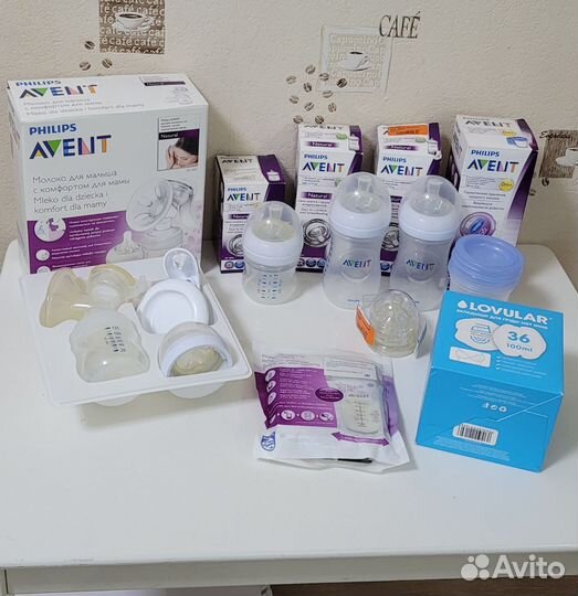 Молокоотсос avent ручной + 3 бутылочки пакеты д/м