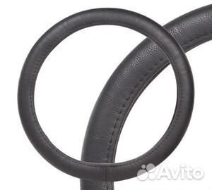 Оплетка на руль, гладкая кожа, черная, 37-39 см/м