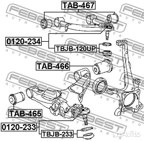 Сайлентблок рычага переднего Febest TAB-466