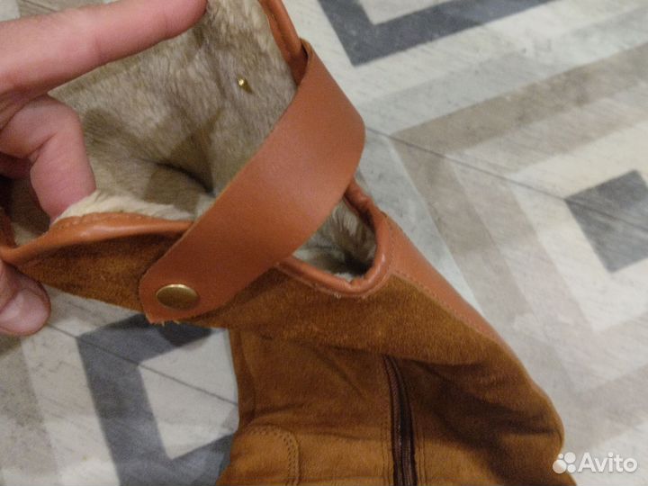 Сапоги рыжие нат.замша 37р(зима)