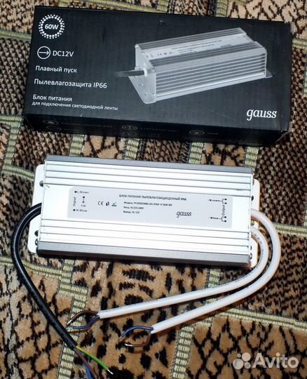 Блок питания IP66 св. диодной ленты Gauss 60 W
