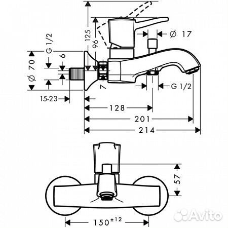 Смеситель для ванны hansgrohe 31340090 Хром