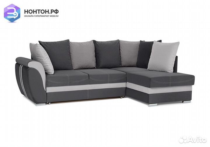 Диван угловой дельфин Стефани темно-серый / серый