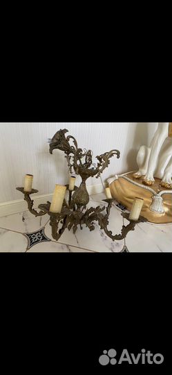 Люстра бронзовая старинная