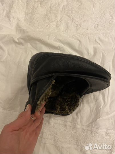 Мужская кожаная кепка зимняя