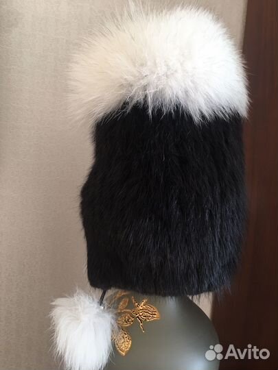 Шапка норковая вязаная