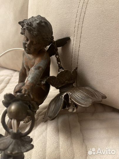 Бронзовый светильник ангелочек 19 век