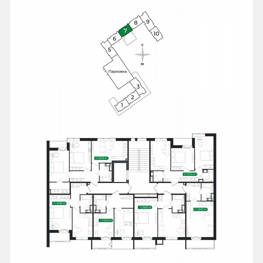 Квартира-студия, 28,9 м², 8/8 эт.
