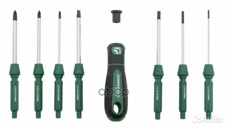 Отвертка со сменными стрежнями в наборе, 9 пред
