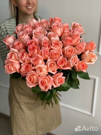 Розы нежно-розовые. 60 см. Доставка букетов