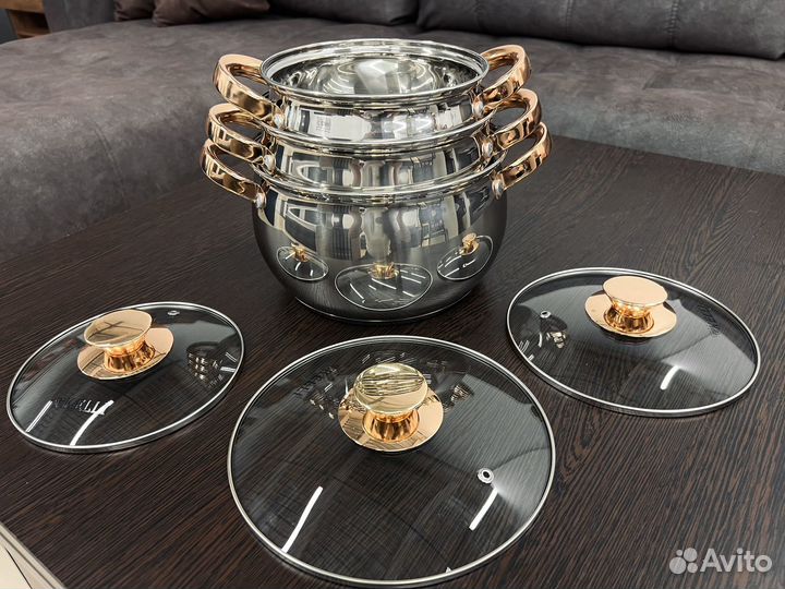 Кастрюля набор нержавеющая сталь новая