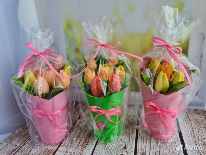 Мыло ручной работы Тюльпаны Цветы Букет Выпускной