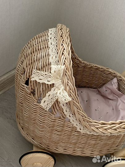 Плетеная коляска для кукол, плетеная люлька