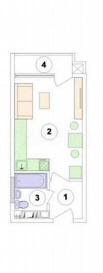 Квартира-студия, 26,3 м², 8/19 эт.